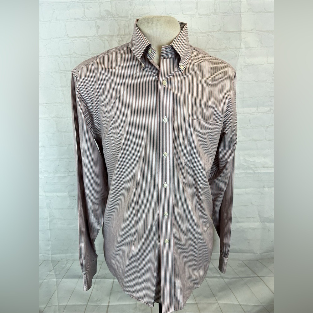 Brooks Brothers Button Down Pink, White, and Black Stripe Shirt